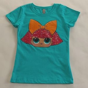 LoL surprise Girls big face Glittter Queen Graphic t-chirt size S 5/6